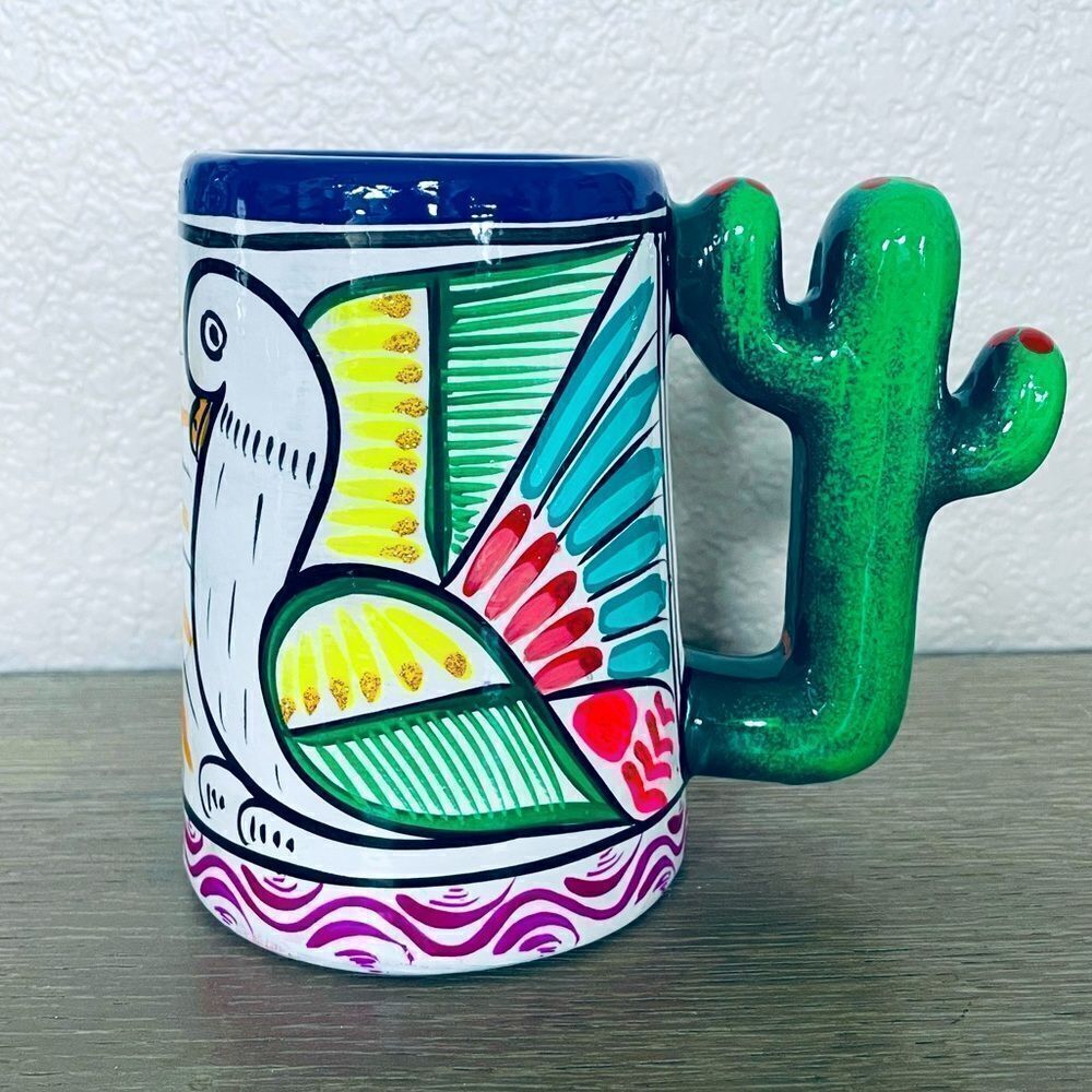 Mexican Ceramic Pottery Artisan Handmade Painted Mug Cup